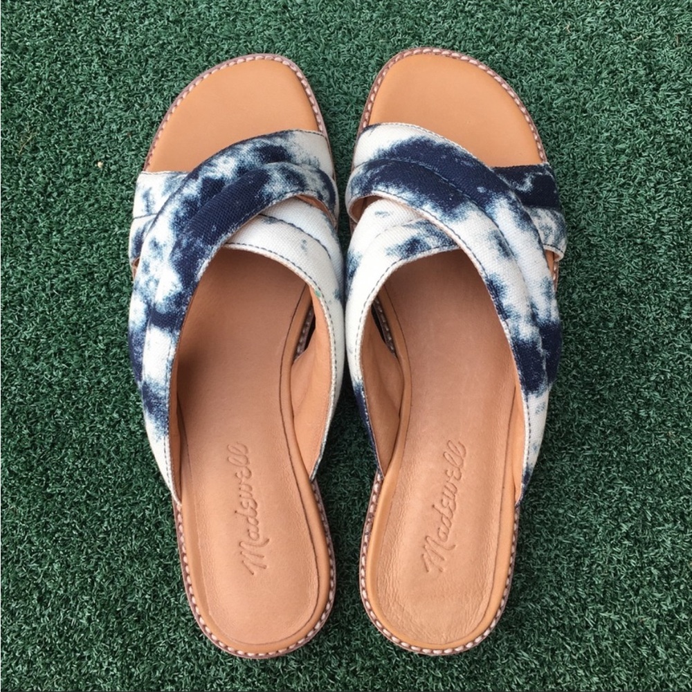 NWT Madewell Skyler Slide Sandal Tie Dye Blue